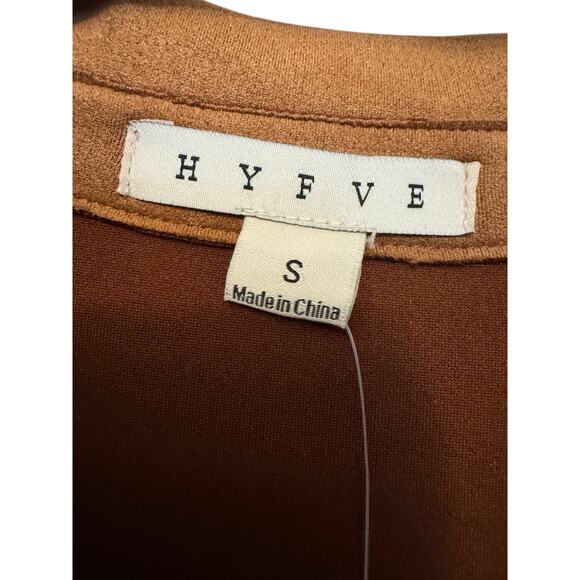 HYFVE Faux Suede Oversized Shacket Brown Button Down Jacket Women’s Small NWT - Picture 7 of 8
